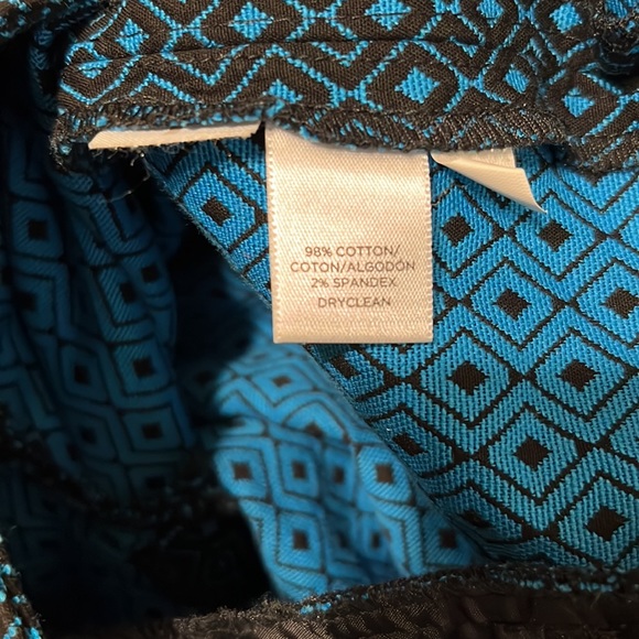 Loft Marisa Teal Blue Black Diamond Ankle Pants Side Zip Size 2 - Picture 7 of 7